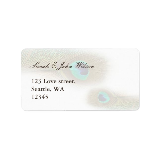 peacock wedding ,return address label (Front)