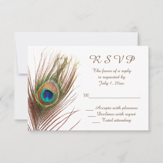 Peacock Wedding RSVP Card (Front)