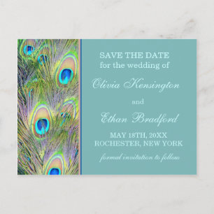 Peacock Wedding Save The Date Announcement Postcard