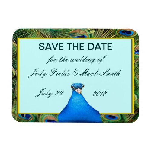 Peacock Wedding Save The Date Magnet