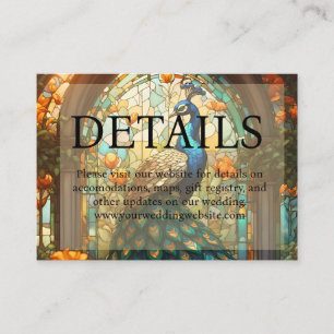 Peacock Wedding Stained Glass Details Website Enclosure Card