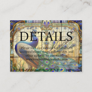 Peacock Wedding Stained Glass Details Website Enclosure Card