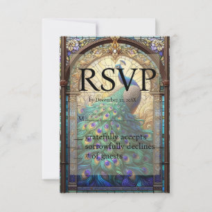 Peacock Wedding Stained Glass RSVP Response Card