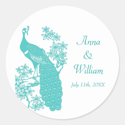 Peacock Wedding Sticker