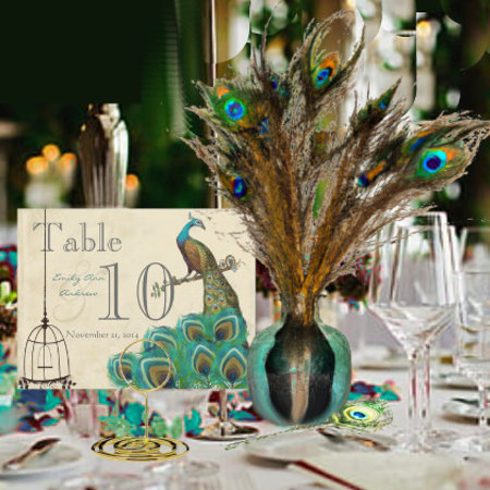 Peacock Wedding Table Number