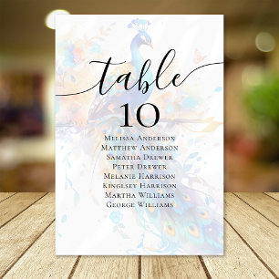 Peacock Wedding Table Seating Chart Number