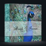 Peacock Wedding Theme 1 (Aqua) 3 Ring Binder<br><div class="desc">This wedding collections features a photo of a gorgeous peacock. Celebrate your wedding in gorgeous blues,  greens,  aquas,  and silvers. Items in this collection feature a silky-textured background,  elegant scripts,  and all products are fully customizable.</div>