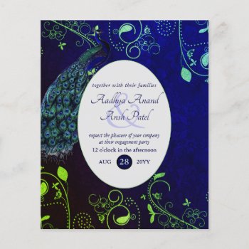 Peacock Wedding Theme Invitation Low Budget Blue