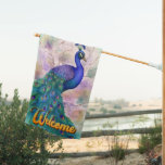 Peacock Welcome House Flag at Zazzle