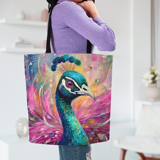 Peacock Whimsical Modern Impressionist Art Tote Bag (Creator Uploaded)
