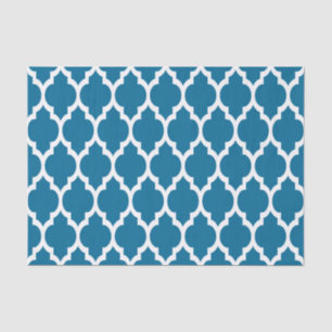 Peacock, White Moroccan Quatrefoil Pattern #4 Tissue Paper