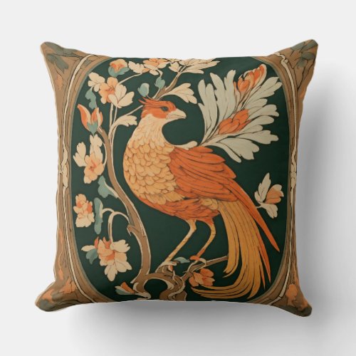 peacock White tree  Throw Pillow