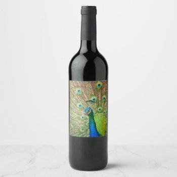 Peacock Wine Label by PixLifeBirds at Zazzle