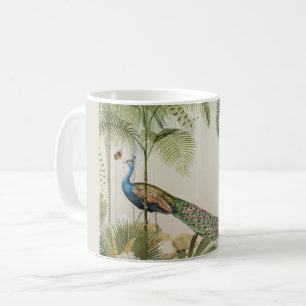 Peacock with butterflies coffee mug