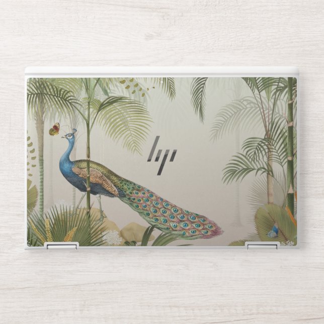 Peacock with butterflies HP laptop skin (Front)