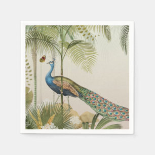 Peacock with butterflies napkins