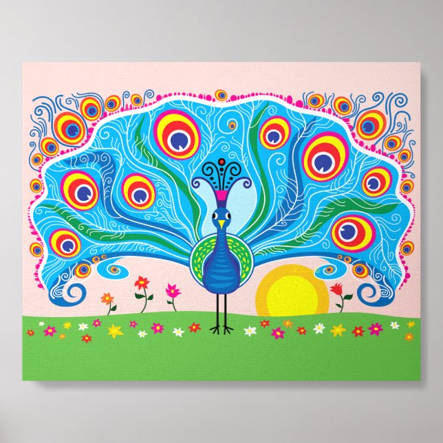 Peacock with Flowers Foam Core Photo Tile (Front Set)