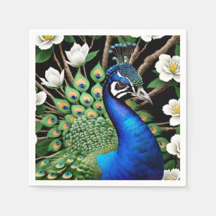 Peacock With Flowers Napkins