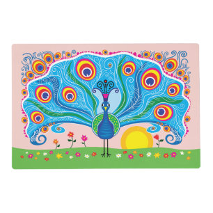 Peacock with Flowers Placemat