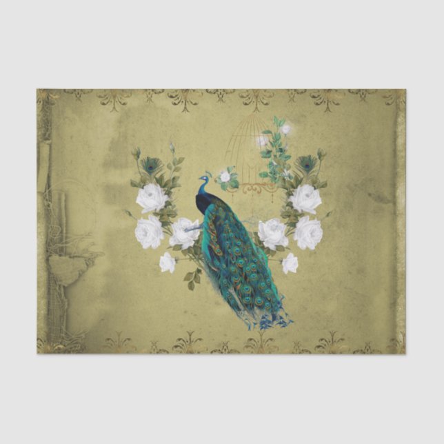 Peacock with flowers tissue paper (Front)