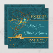 Peacock with Gold Accents Teal Wedding