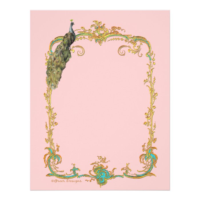 Peacock with Gold Frame Ornate Stationery Letterhead | Zazzle