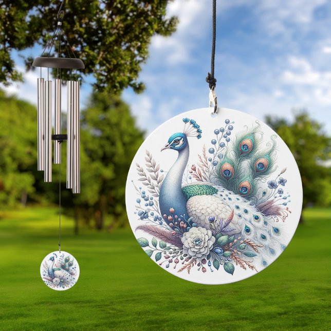 Peacock with Monogram Wind Chime (Outdoor)