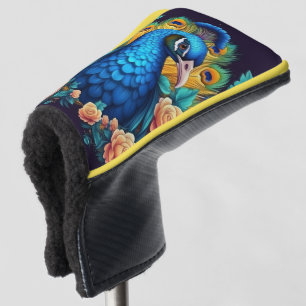 Peacock With Peach Roses Golf Head Cover