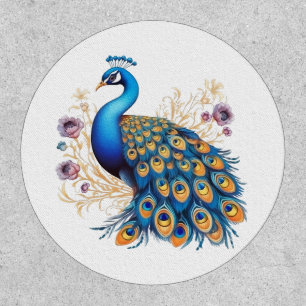 Peacock With Purple Flowers Patch