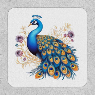 Peacock With Purple Flowers Patch