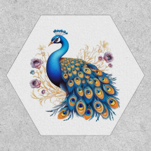Peacock With Purple Flowers Patch