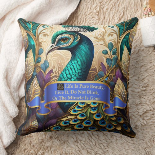 Peacock Wonder Throw Pillow