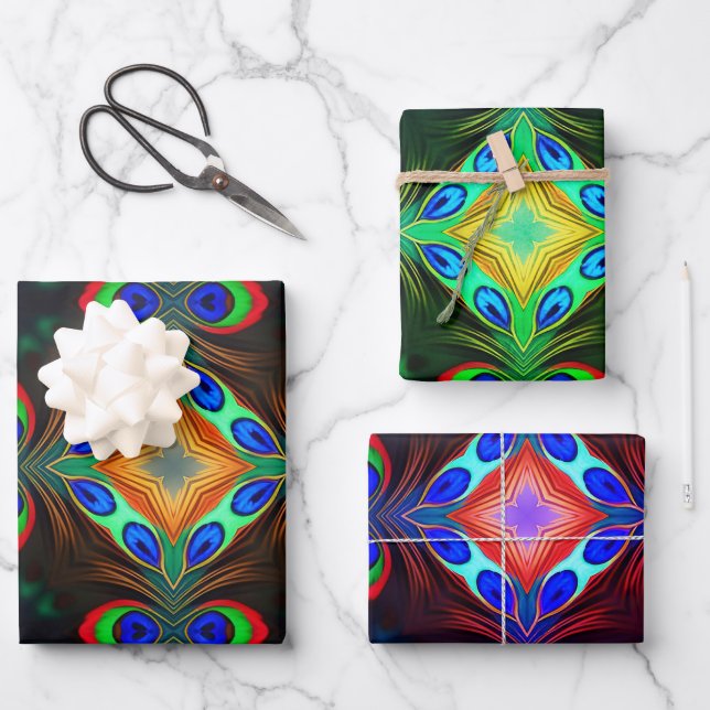 Peacock  wrapping paper sheets (Front)