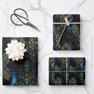Peacock wrapping paper sheets