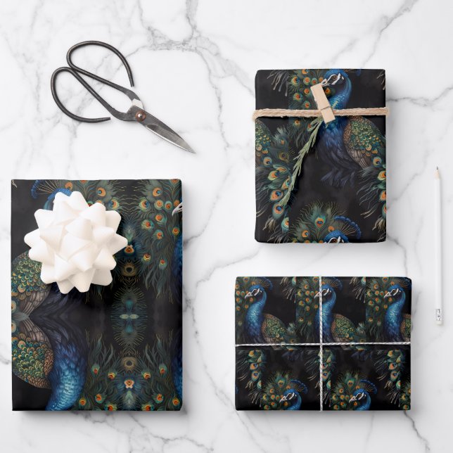 Peacock  wrapping paper sheets (Front)
