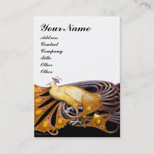 PEACOCK yellow black white Business Card