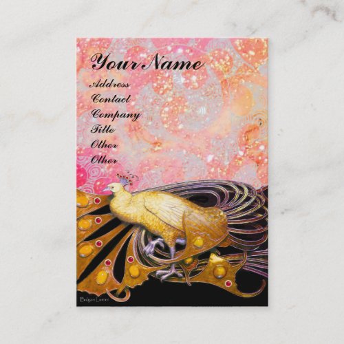 PEACOCK yellow red pink black sparkle Business Card