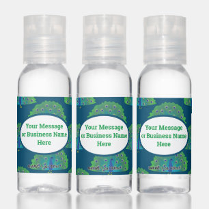 Peacock Zoo Bird Business Logo Name Message Hand Sanitizer