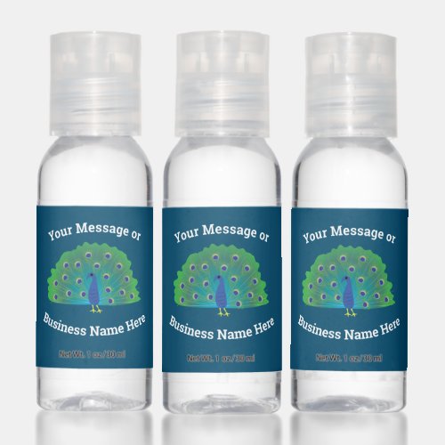 Peacock Zoo Bird Business Logo Name Message Hand Sanitizer