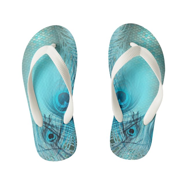 Peacocks and Mermaids Kid's Flip Flops (Footbed)