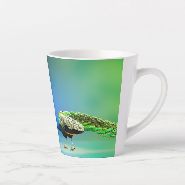 Peacocks Banner Latte Mug (Right)