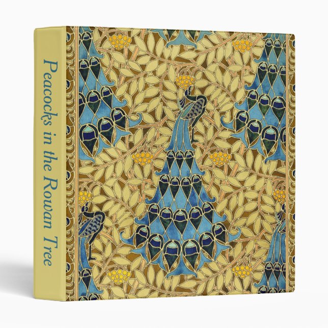 Peacocks Birds Rowan Trees Art Nouveau 3 Ring Binder (Front/Spine)