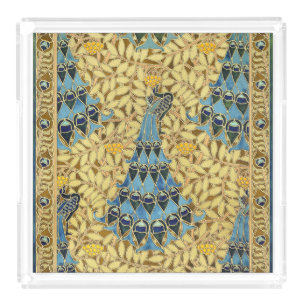 Peacocks Birds Rowan Trees Art Nouveau Acrylic Tray