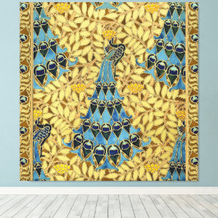 Peacocks Birds Rowan Trees Art Nouveau Canvas Print