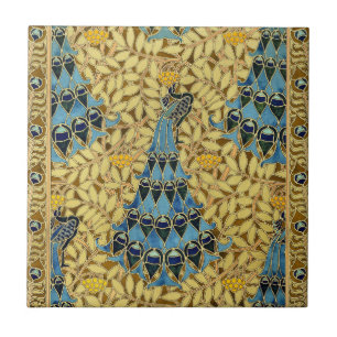 Peacocks Birds Rowan Trees Art Nouveau Ceramic Tile