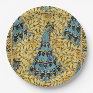 Peacocks Birds Rowan Trees Art Nouveau Paper Plates