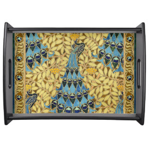Peacocks Birds Rowan Trees Art Nouveau Serving Tray