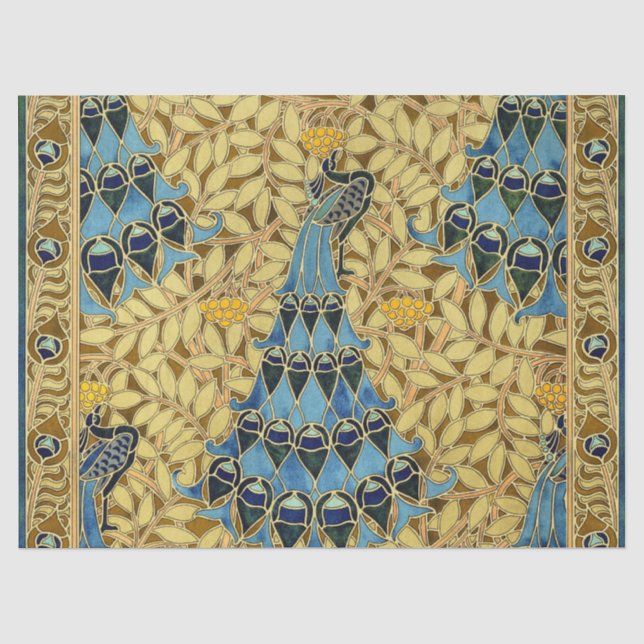 Peacocks Birds Rowan Trees Art Nouveau Tissue Paper (Front)