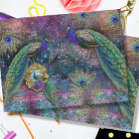 Peacocks Elegant Feathers Glitter Pink Decoupage