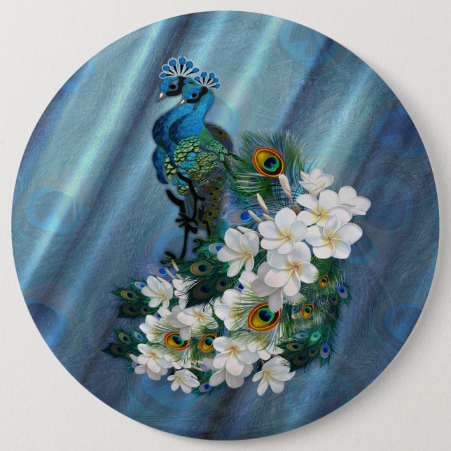 Peacocks & Emerald Green Metallic Silk Button (Front)